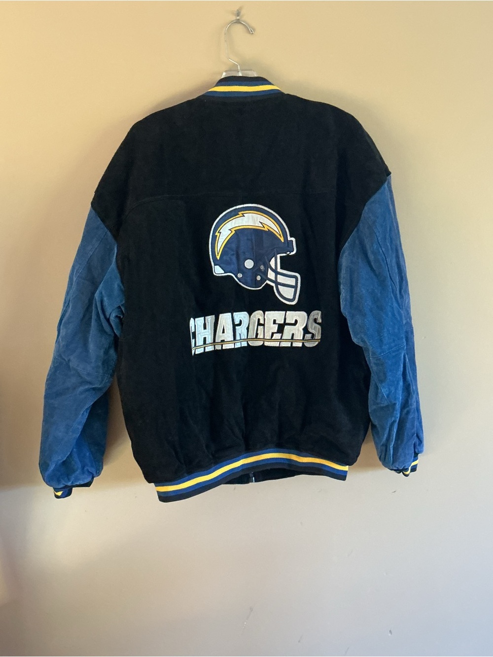 Vtg y2K NFL San Diego Chargers Suede Jacket M Game Day label as new - Picture 3 of 9